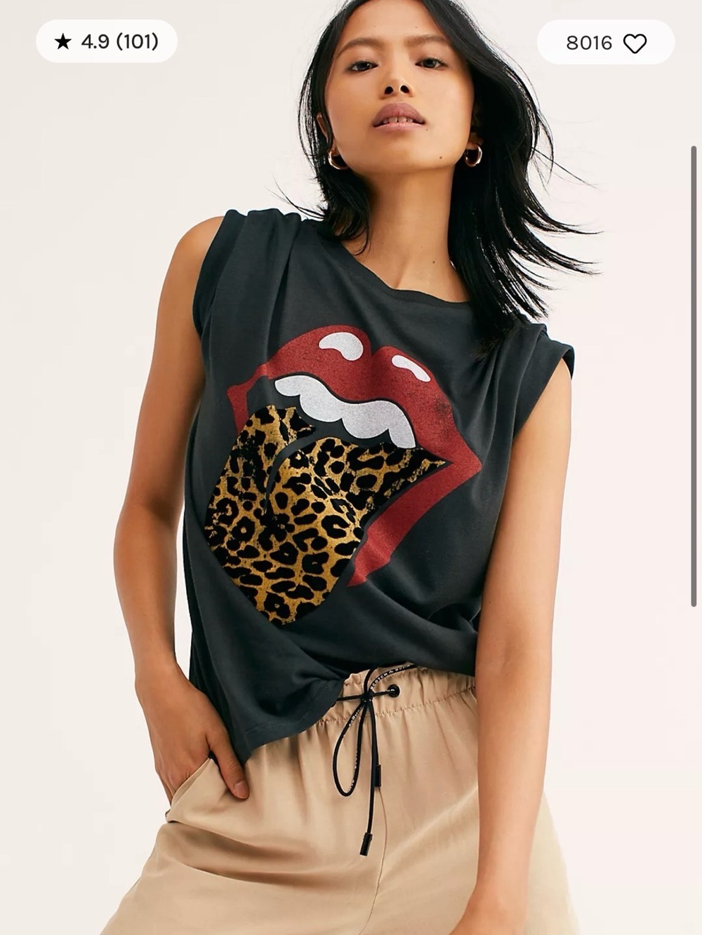 EUC Daydreamer For Free People Stones Flocked Leopard Tongue Tee, Size Medium